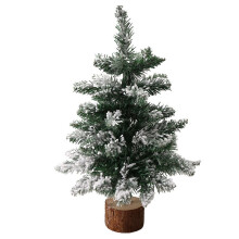 Desktop Christmas Tree Snow Flocking Artificial Christmas Tree Christmas Tree with Lamp & Wooden Base