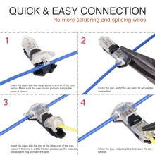 T Tap Wire Connectors för 14-18 AWG Wire, No Wire Striping 3 Way Wire Connectors Combo, Wire Splice Connectors 12 Pack