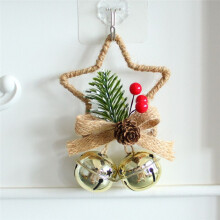 Christmas Festival Five-Pointed Star Metal Bell Accessory Pendant DIY Christmas Tree Pendant Bow Bell White
