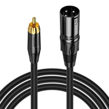 XLR Mannelijk Naar RCA Mannelijk Kabel, Vergulde Connectorkabel, Coaxiale Afscherming XLR Microfoon Audiokabeladapter 16,4ft