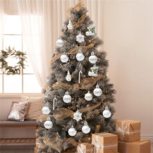 Zilveren Kerstboomversiering, Set van 20 Sfeervolle Herbruikbare Zilveren Ornamenten voor Kerstmis, Eenvoudig op Te Hangen