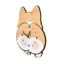 Cartoon Dog Corgi Rocking Clock Room and Bedroom Decorative Clock Cute Silent Wall Clock