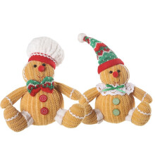2PCS Christmas Gingerbread Doll Gingerbread Figures with Chef Hat Bowknot Christmas Ornament Doll Table Tree