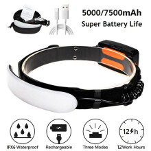 COB Headlamp Portable Headlight with Battery Flashlight USB Rechargeable Work Light Outdoor Torch Built-in 7500Mah