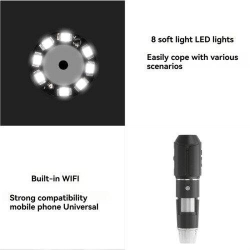 Wifi Digital Microscope 50X-1600X HD Electronic Microscopes with Adjustable Stand 8LED for Android/IOS for Repair 1