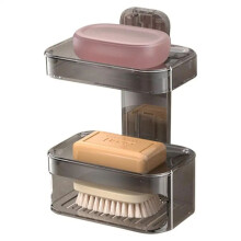 Shower Soap Dish Wall Mounted Toiletries Container Double Layer Drill Free Universal Strong Suction Soap Wall Holder