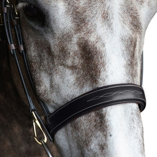 (Full, Black) Whitaker Leather Flat Horse Noseband 2