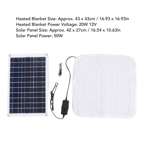 Portable 50W Solar Panel with Heated Blanket 43x43cm for Camping 1