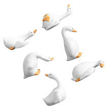 6PCS Miniature Geese Sculptures Resin Desktop Decoration