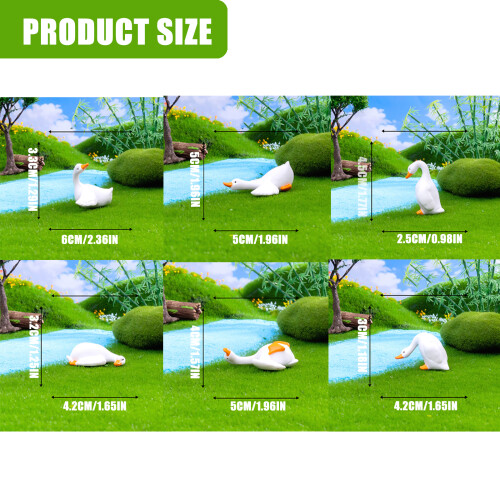6PCS  Miniature  Geese Sculptures Resin Desktop Decoration 2