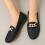 Γυναικεία φλατ παπούτσια Comfort Flats με αντιολισθητική σόλα και χρυσή αλυσίδα, 3