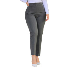 Pantaloni eleganti da donna, modello affusolato a vita alta, taglie forti, elasticizzati, casual, da lavoro, dritti, con tasca, grigio scuro.