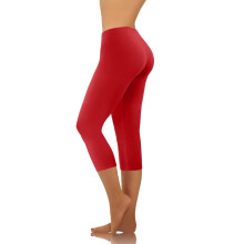 Modische, lässige Damen-Hose, einfarbig, hochtailliert, weites Bein, Yogahose, Caprihose