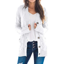 Cardigan da donna in maglia, ampio, a maniche lunghe, cappotto autunnale, oversize, avvolgente, maglione grosso, cappotto con tasca