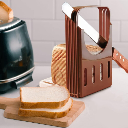 Bread Slicer with Adjustable Thickness, Foldable Bread Cutting Guide for Homemade Bread and Bagels 1