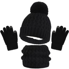 3 Pcs Kids Winter Hat Gloves Scarf Set, Toddler Knitted Beanie Hat Neck Warmer Mittens Fleece Lined Set for Boys and Girls