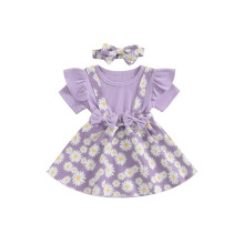 (2-3 Years, Purple) Ensemble robe petite assorti été.