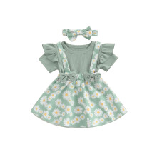 (12-18 Months, Green) Ensemble robe petite assorti été.
