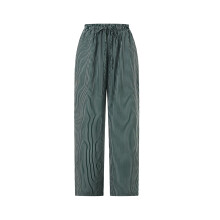 (L, Green) Dames gestreepte broek, casual broek met elastische taille, losse broek, streetwear voor elke dag