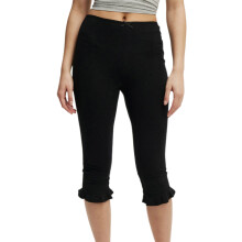 (L, Black) Pantalon Capri évasé pour femme, avec nœud papillon, couleur unie, élastique, coupe ajustée, décontracté et confortable.