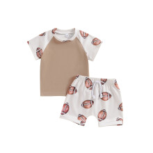 (3-6 Months, Khaki) Zomeroutfit voor babyjongens: elastische tailleband.
