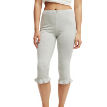 (S, Gray) Pantalon Capri évasé pour femme, avec nœud papillon, couleur unie, élastique, coupe ajustée, décontracté et confortable.