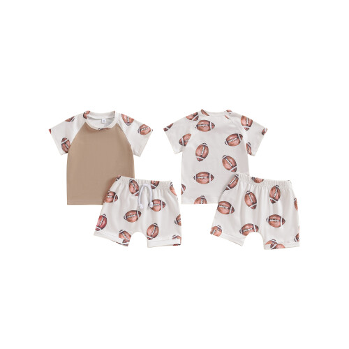 (18-24 Months, Khaki) Σετ καλοκαιρινών ρούχων στάμπα ράγκμπι 1