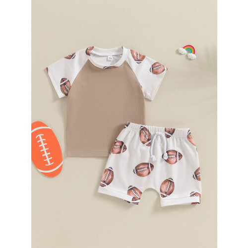 (3-6 Months, Khaki) Σετ καλοκαιρινών ρούχων στάμπα ράγκμπι 2