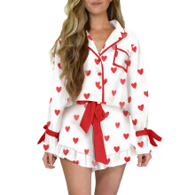(XL, Red Mom) Conjunto de pijama e laço.