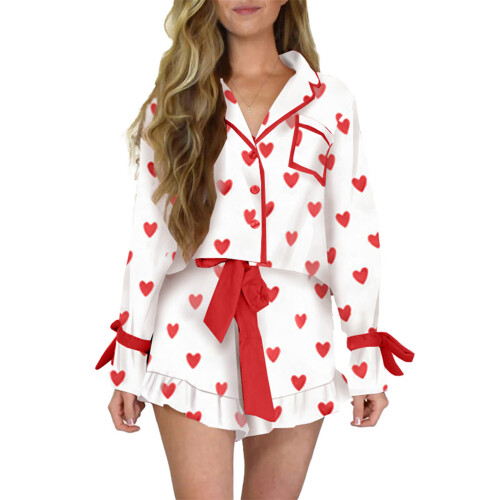 (XL, Red Mom) Conjunto de pijama e laço.