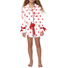 (6 Years, Red Girl) Conjunto de pijama e laço.