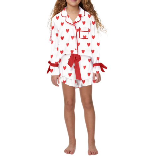 (12 Years, Red Girl) Conjunto de pijama e laço.