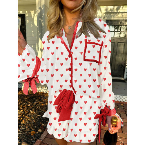 (XL, Red Mom) Conjunto de pijama e laço. 2