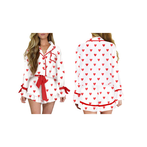 (XXL, Red Mom) Conjunto de pijama e laço. 2