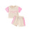 (3-4 Years, Pink) Ensemble d'été pour short contrasté. 1