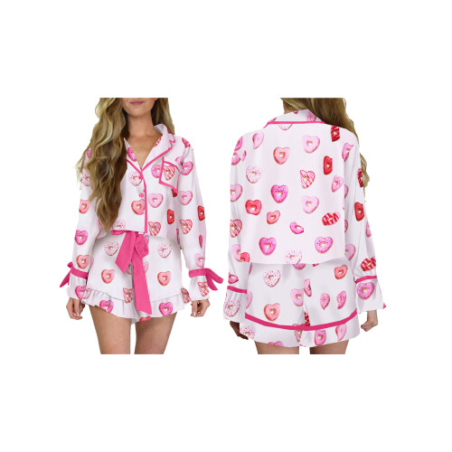 (S, Pink Mom) Conjunto de pijama e laço. 2