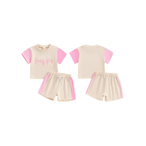 (18-24 Months, Pink) Ensemble d'été pour short contrasté. 1