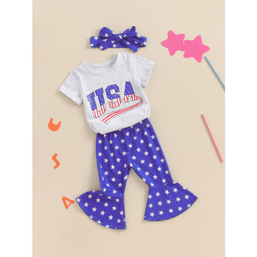 (18-24 Months, Light Grey) Μπλούζα 4ης Ιουλίου 3 τεμάχια. 2