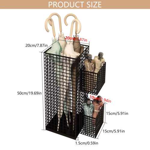 Iron Umbrellas Rack Vertical Space Saving-2 side frames Black 2