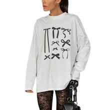 (L, White) T-shirt de maternité manches longues.
