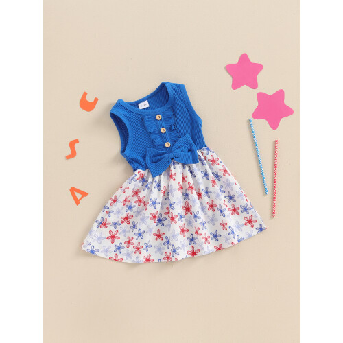 (3-4 Years, Blue) Robe débardeur pour (4 juillet) 2