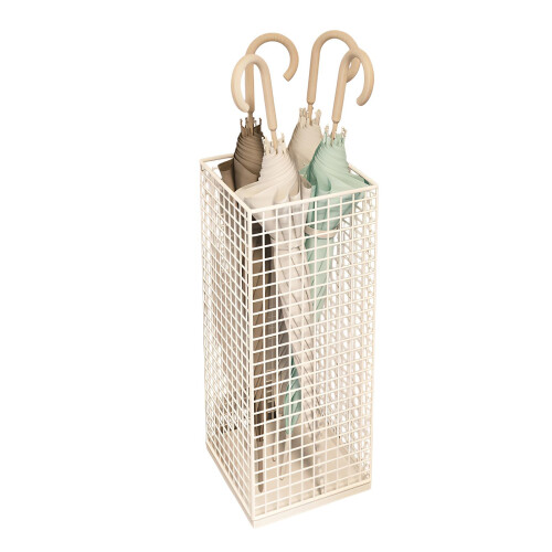 Vertical Iron Umbrellas Stand With Large-No side frame White