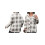 (XXXXL, White) Γυναικείο καρό μπουφάν, γιακά, φθινοπωρινό 2