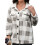 (XXXL, White) Γυναικείο καρό μπουφάν, γιακά, φθινοπωρινό 1