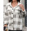(XXXXL, White) Γυναικείο καρό μπουφάν, γιακά, φθινοπωρινό 3