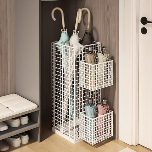 Elegant Iron Umbrellas Stand For Entryway-No side frame Black 2