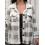 (XL, White) Γυναικείο καρό μπουφάν, γιακά, φθινοπωρινό 4