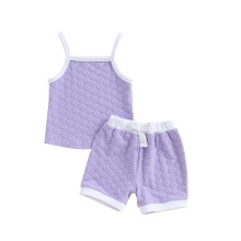 (6-12 Months, Purple) Tweedelige zomerset voor elastische taille.