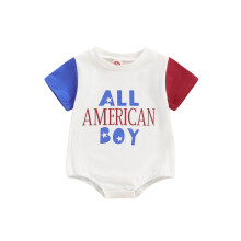 (0-3 Months, White) Combinaison d'été bébé garçon, style décontracté, imprimé lettres, manches courtes, mignons.