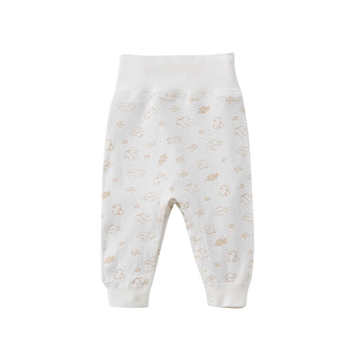 Baby High-Waisted Cotton Snap Pants Solid Color